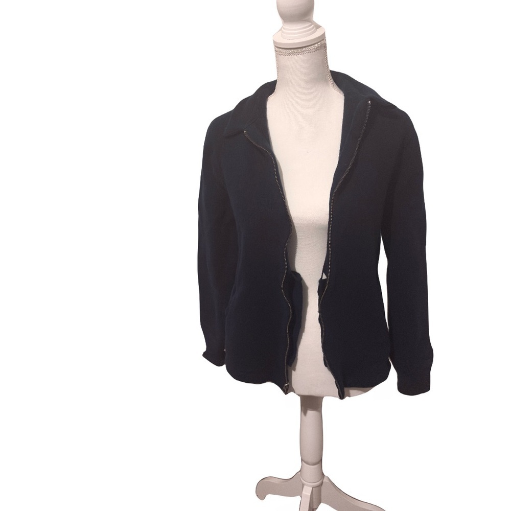 Merino Wool J. Crew zip up Sweater|โ navy/ midnight blue| medium - Picture 3 of 5